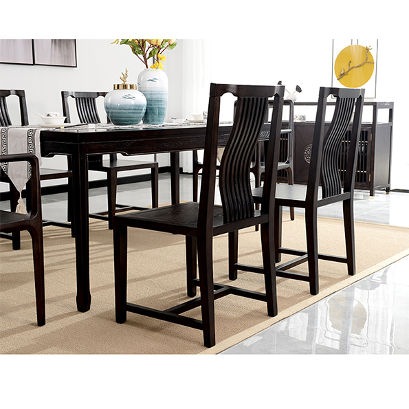 新中式长方形实木现代简约餐桌椅组合6人4人家用洽谈桌椅