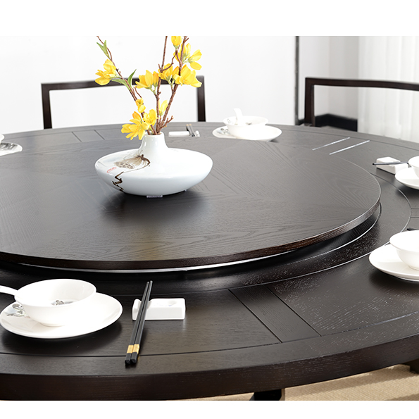 新中式餐桌椅组合圆形现代简约转盘8/10人小户型全屋家具定制圆桌 