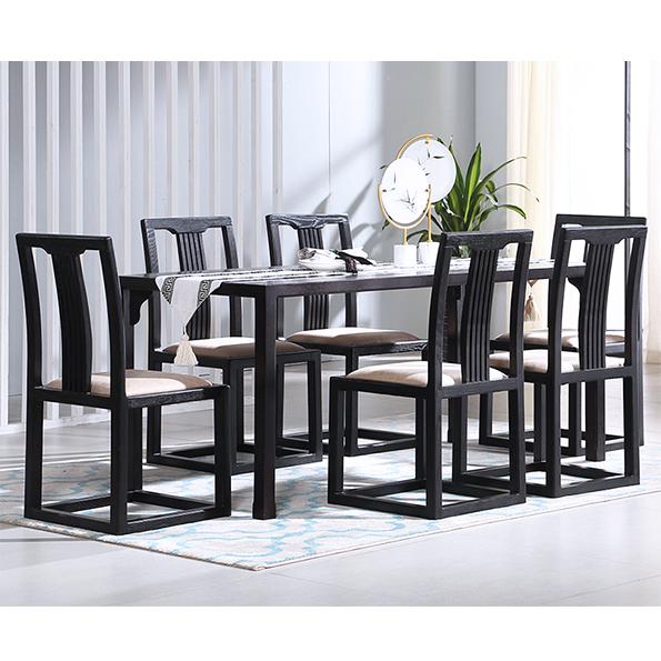 新中式万物长餐桌椅组合家用简约实木吃饭桌禅意小户型餐厅餐台定制家具